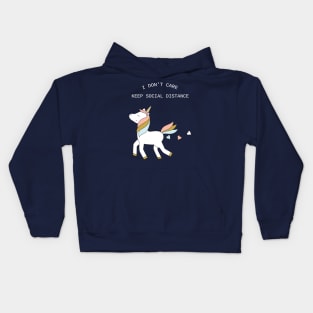 Unicorn - keep social distance - white text Kids Hoodie